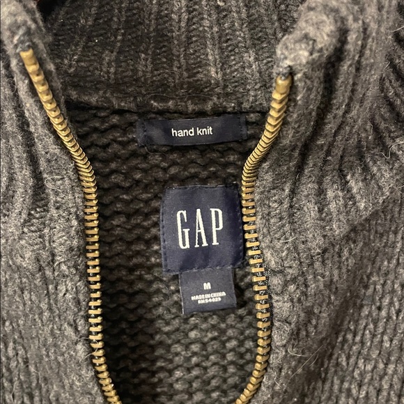 GAP Hand Knit Cardigan Sweater Full Zip Wool Blend Snowflake Fair Isle - Picture 2 of 5